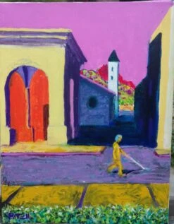 Cathedrale De St Jean De Maurienne Et La Croix Des Tetes. - - Painting By -