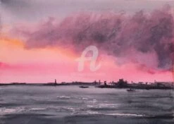 Paisaje En Rosa - - Painting By -