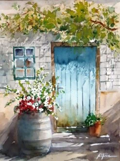 Tonneau Fleuri 2 - - Painting By -