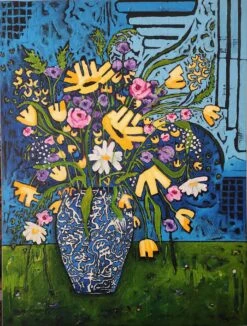 Blue Vase Of Joy - - Painting By -
