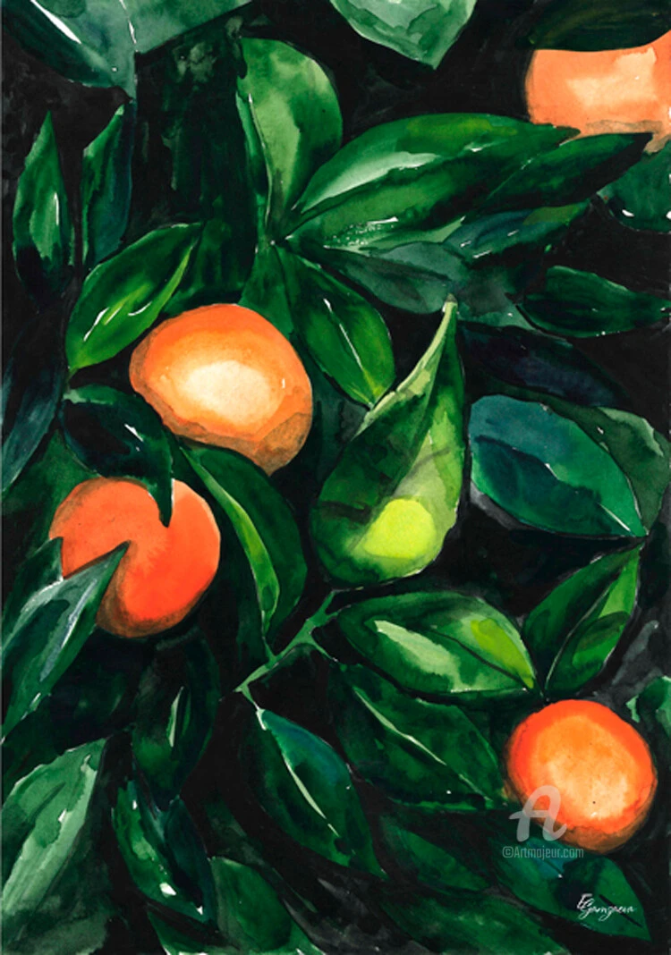 Tangerines - - Painting By - 3 Tangerines - - Painting By -