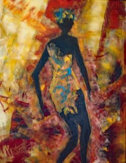 SCENE D'AFRIQUE, DANSEUSE AFRICAINE - - Painting By -