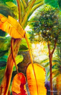 Dawn In The Tropics. Banana Trees - - Painting By -