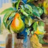 Juicy Pear On Abstract Background - Original Watercolor Pain - - Painting By - -Cheap Paint Store 16708420 pear 1