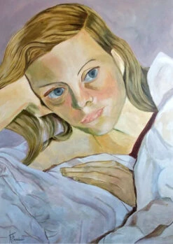 Girl On Bed - - Painting By -