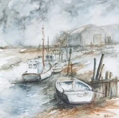 Maréee Basse En Charente - - Painting By -