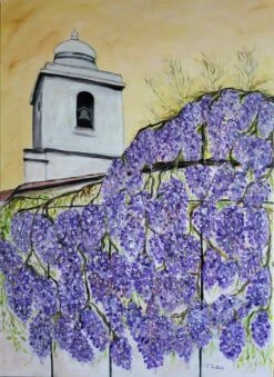 Glycine Sous Le Clocher De Lagnes - - Painting By -
